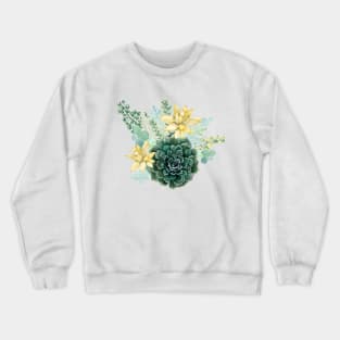 Moss Green Succulent Floral Cacti Bouquet Cluster Crewneck Sweatshirt